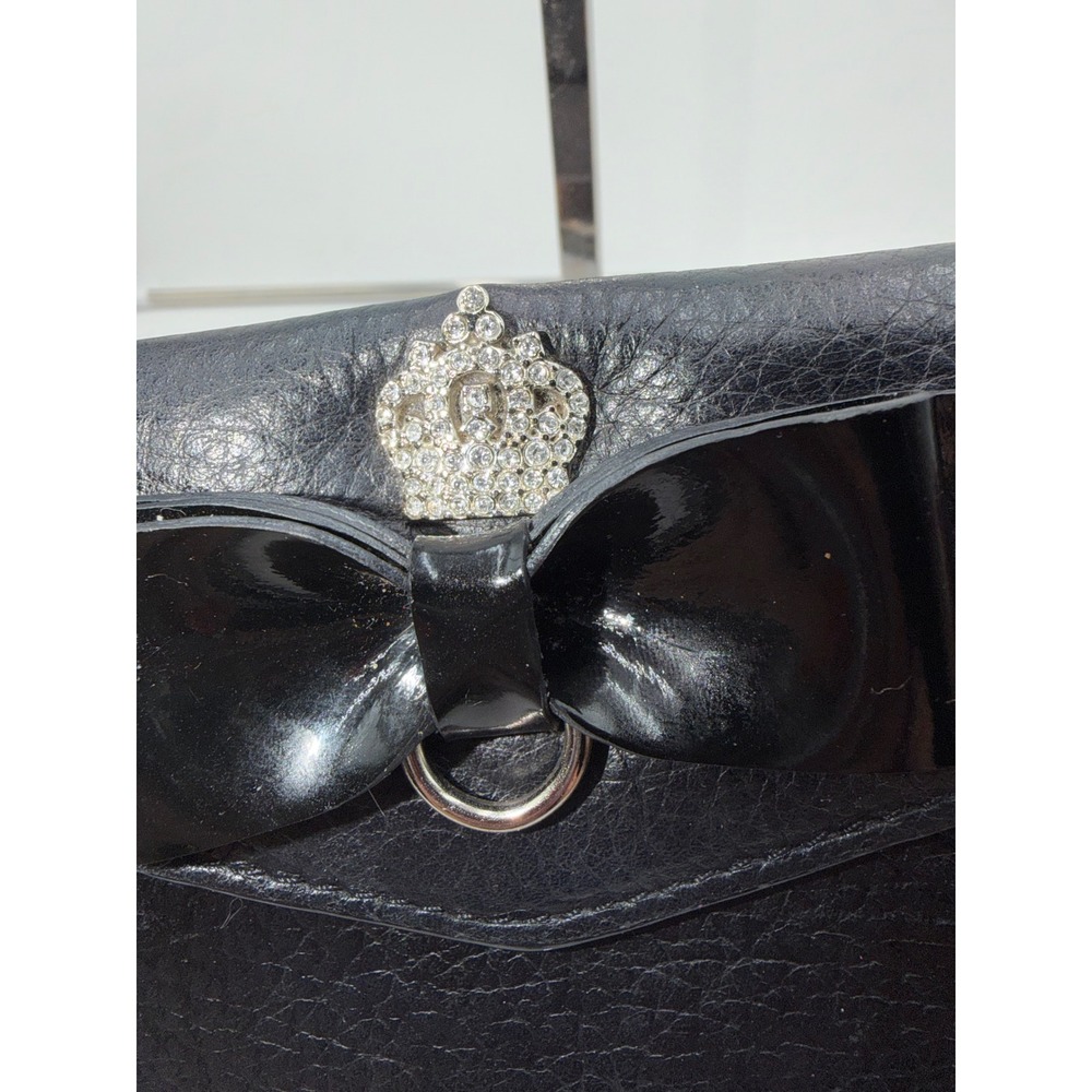 My Flat In London Black Leather Bow Crown Crossbody Wallet Bag Jan Haedrich - Picture 3 of 12